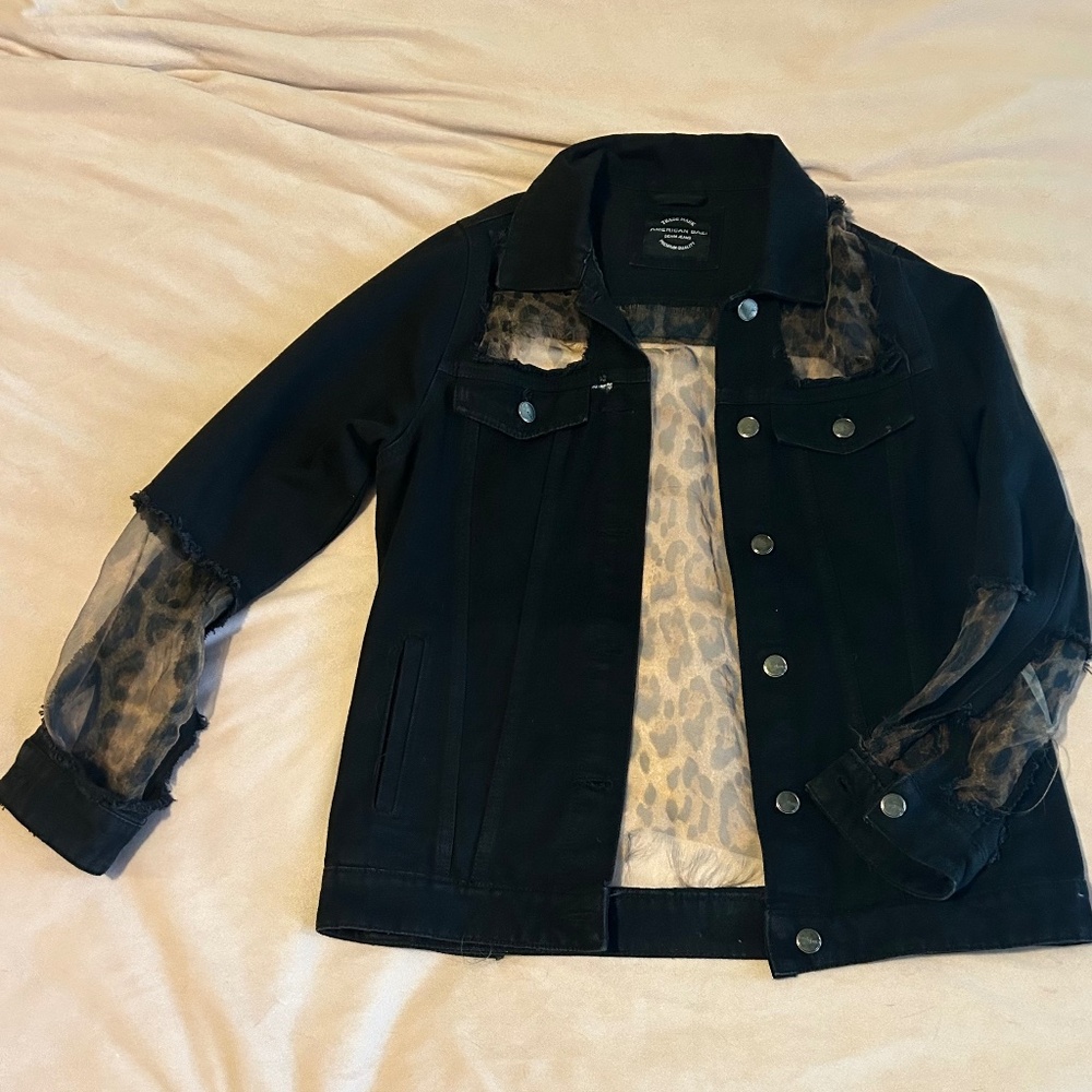 Black & Leopard Denim Jacket